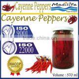 100% Tunisian High Quality Cayenne Peppers, Spicy Cayenne Peppers, 370 mL Glass Jar