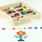 Wooden Educational Toy Froebel Gabe 7 Colorful Geometric Shapes Blocks Combination thumbnail-1