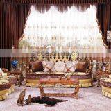 Luxury European Victorian Style Living Room Golden Sofa Set/Fancy Palace Noble EmbroideryTufted Button Fabric Sofa With Cushions thumbnail-1