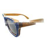 Denim + Wooden Frame Sunglasses Hot Selling Wooden Eye Glasses Special Design Sunglasses thumbnail-3