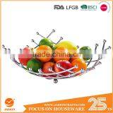 Chromed Steel Silver Fruit Basket WI0073 - Kitchen 40cm * 10cm Wire Stand thumbnail-1
