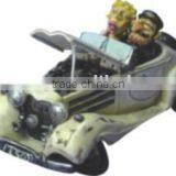 Polyresin Cream Cartoon Car Model With Lover thumbnail-1