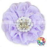 Fashion Turquoise Lace Flower Jewelry Decorative Handmade Rhinestone Fabric Flower thumbnail-5