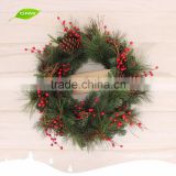GNW CHWR-1605046 Customized Promotional Cheap red berry Christmas Wreath