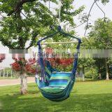 Blue and Green Stripe Polyester Hanging Hammock Chair With Cushion thumbnail-3