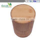 Bamboo 3-Tiered Seasoning Spice Salt Storage Box With Removable Rotating Magnetic Lid thumbnail-4