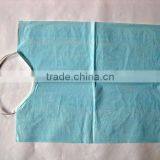 Blue Disposable Plastic Dental Bib With Tie thumbnail-1