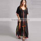 2017 Latest V Neckling Lace Up Short Dolman Sleeves Summer Dress Kaftan HSm9123 thumbnail-1