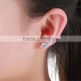 925 Sterling Silver High Polish Rhodium Plated Cubic Zirconia Wing Customized Earring thumbnail-5