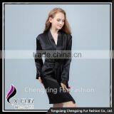 CXLLSP04 Black Sexy Silk Night Robe Homewear Sleepwear thumbnail-3