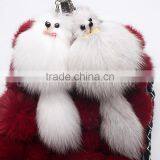 CX-R-11C Luxury Wholesale Genuine Fox Fur Tail Key Chain thumbnail-2