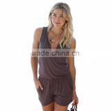 Zm50235b Europe Hot Sale Women Clothes Sleeveless v Neck Jumpsuits Pure Color Lady Pants thumbnail-2