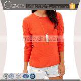 Simple Soft Slub 100% Cotton Round Neck Female Pullover Sweater thumbnail-1