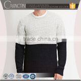 Wholesale Crew Neck Color Block Rib-knit Cuff Custom Men Pullover Brand Sweaters thumbnail-1