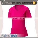 Good Quality Colorful Plain v Neck Wholesale Short Sleeve Women t Shirt thumbnail-3