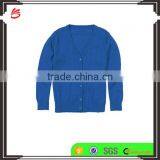 Latest! High Quality Bright Blue Button Through V-Neck Girls Long Sweater With Ribbed Trim thumbnail-1
