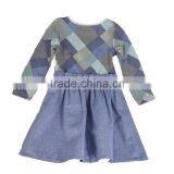 OEM Winter Printed Round Neck Soft Denim Cotton Frocks Design Girl Dress thumbnail-2
