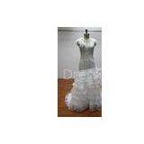 Trumpet Short Sleeves Ruffles Lace Simple Modest Wedding Dresses Floor Length thumbnail-1