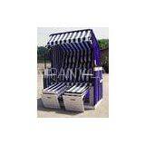 Roofed Wicker Beach Chair With Blue Cushion , Rattan Beach Basket thumbnail-1