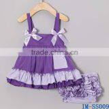 Bulk Wholesale Girls Clothes Stylish Little Girls Purple Cotton Swing Top Sets With Ruffled Bloomers IM-SS009 thumbnail-1