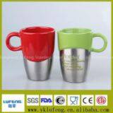 350ml Custom Ceramic coffee Mug With Stainless Steel Base