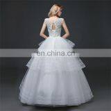 HS1601 Vintage Lace Applique Elegant White Ruched Tulle Wedding Dress 2017 thumbnail-3