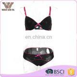 Black Breathable Nylon Wholesale High Quality Lovely Girl Bra Panty Set thumbnail-1