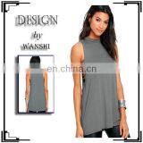 New Design Summer Ladies Tops Wholesale Grey Tunic Tops for Women