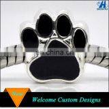 Custom Charm Beads Silver Tone Black Enamel Dog Paw Beads thumbnail-1