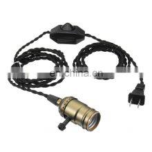 Lighting Fixture Twisted Electrical Wire With US Plug and Switch Lamp Holder