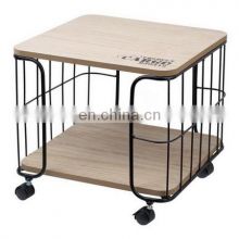 K&B Wholesale wood metal cube double layer luxury bar serving drinking trolley cart