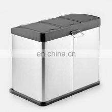 Two and Three Compartments Indoor Kitchen Recycling Pedal Bin Household Recycling Bin Stainless Steel Recycle Bin thumbnail-5