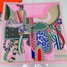 Fashion Horse Painting Squre Dress Silk Feels Soft Scarves Literature and Art Style High Quality 90*90CM thumbnail-4