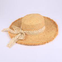 Summer Lace Tie Sun Hat Fur Brimmed Lafite Straw Hat Outdoor Travel Sun Visor