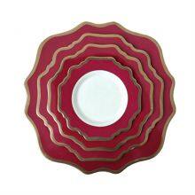 Factory Customized Red Gold Ceramic Dinnerware Plate Set With Sun Flower Design thumbnail-1