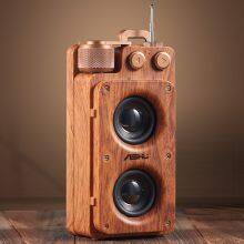 Retro Wood Portable Mini Bluetooth Speaker Wireless Loudspeaker Outdoor Speaker Sound System TF FM Radio Music Subwoofer thumbnail-4