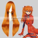 High Quality 80cm Long Straight Orange Wigs EVA Soryu Asuka Langley Cosplay Hair Wigs Synthetic Anime Wig Party Wig