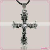 China Supplier New Products Men Necklace Cross Pendant Leather Chain Necklace thumbnail-1