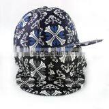 Punk Rock Flower Printed PU Leather Fabric Flat Hiphop Streetdance Cap thumbnail-2