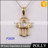 Newest Arrivaling Fashion Palm of Hand Shape Yellow Gold Pendant Necklace thumbnail-2