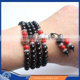 Multilayer 6mm Black Obsidian and Cinnabar Mala Beads Prayer Beads Bracelet thumbnail-1