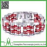 Fashion red 316L stainless steel motorcycle chain bracelet wholesale stock
