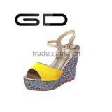 Color Concise Women Street Style Shinny Wedge Walking Sandals