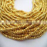 NATURAL GOLDEN PYRITE 3-4MM ROUNDEL FACETED LOOSE BEADS STRAND thumbnail-2
