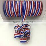 4th of july Red White and Blue Glitter Elastic Fold Over Elastic