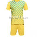 2016 100% Polyester Polyester Yellow Grid Soccer Uniforms thumbnail-1