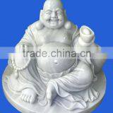Laughing Buddha Statue White Marble Stone Hand Sculpture Carved For Temple