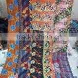 Beautiful Flower Embroidery Vintage Sari Fabric Kantha Quilt / Blanket/Gudari thumbnail-1