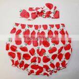 Baby Bloomers and Headband Set Apple Print Toddler Girl Diaper Shorts 2pc thumbnail-3