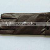 Ladies Fashion Brown Sheepskin Leather Gloves